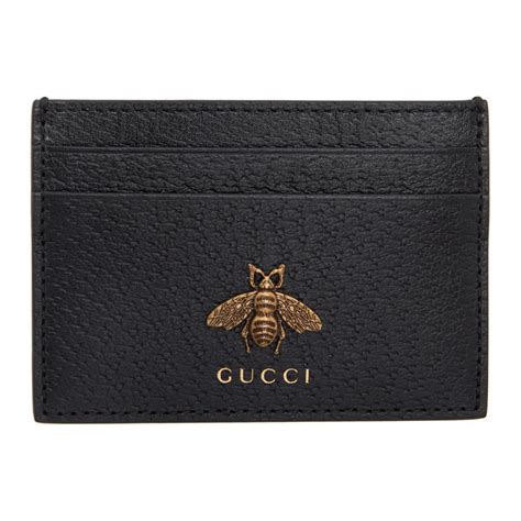 gucci black leather bee card holder|gucci card holder sale clearance.